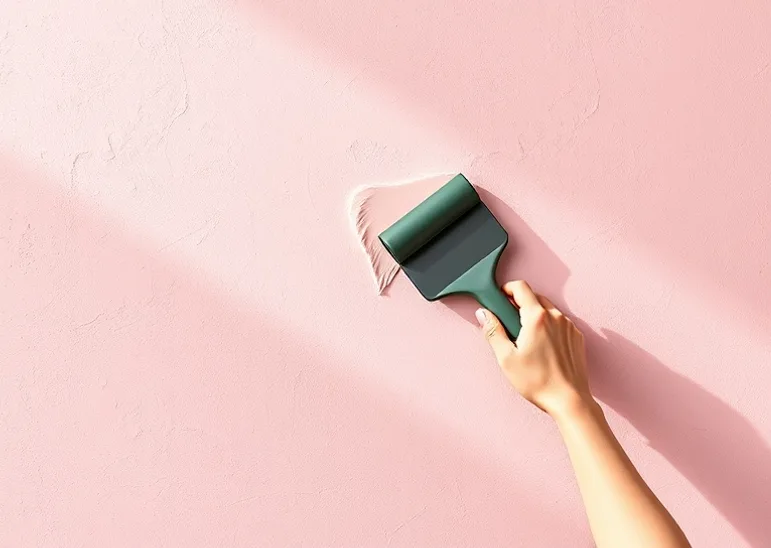 Application d'un enduit décoratif à la lisseuse sur un mur
