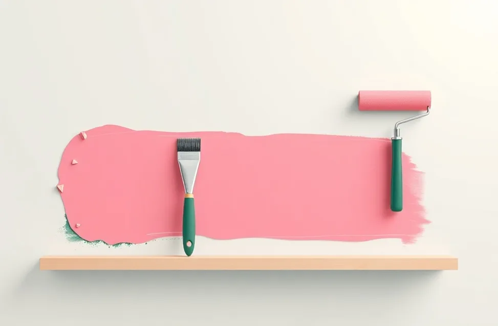Outils de peinture disposés dans l'ordre des étapes du chantier